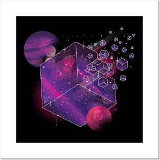 Geometric Galaxy Cube Posters and Art